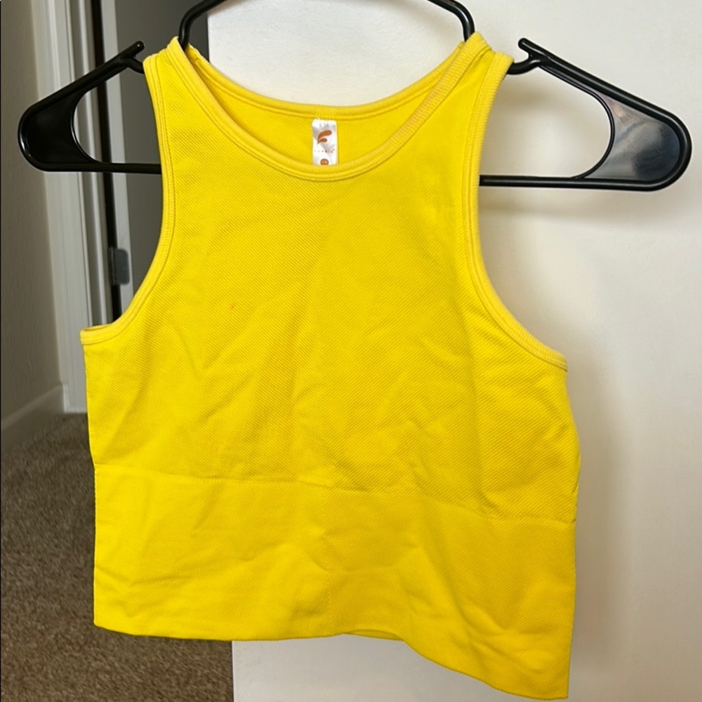 Yellow cropped athletic top